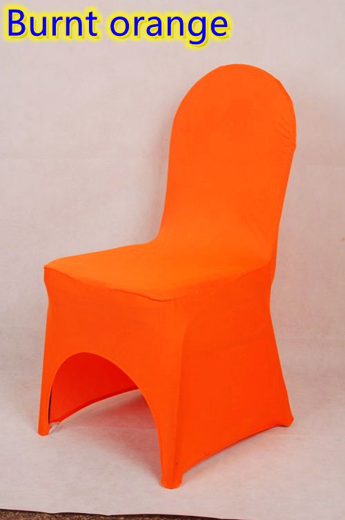 Burnt Orange Colour Lycra Universal Chair Cover For Wedding Decoration