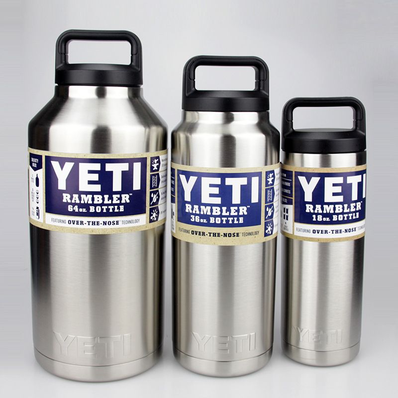 Yeti Rambler Tumbler 18oz 36 Oz 64 Oz Sports Bottle Stainless Steel