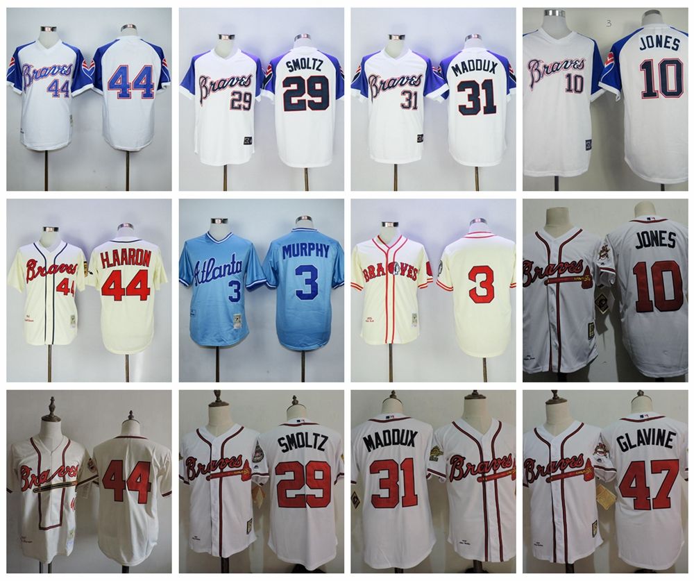 2017 Throwback Atlanta Braves Baseball Jerseys 44 Hank Aaron 3 Dale
