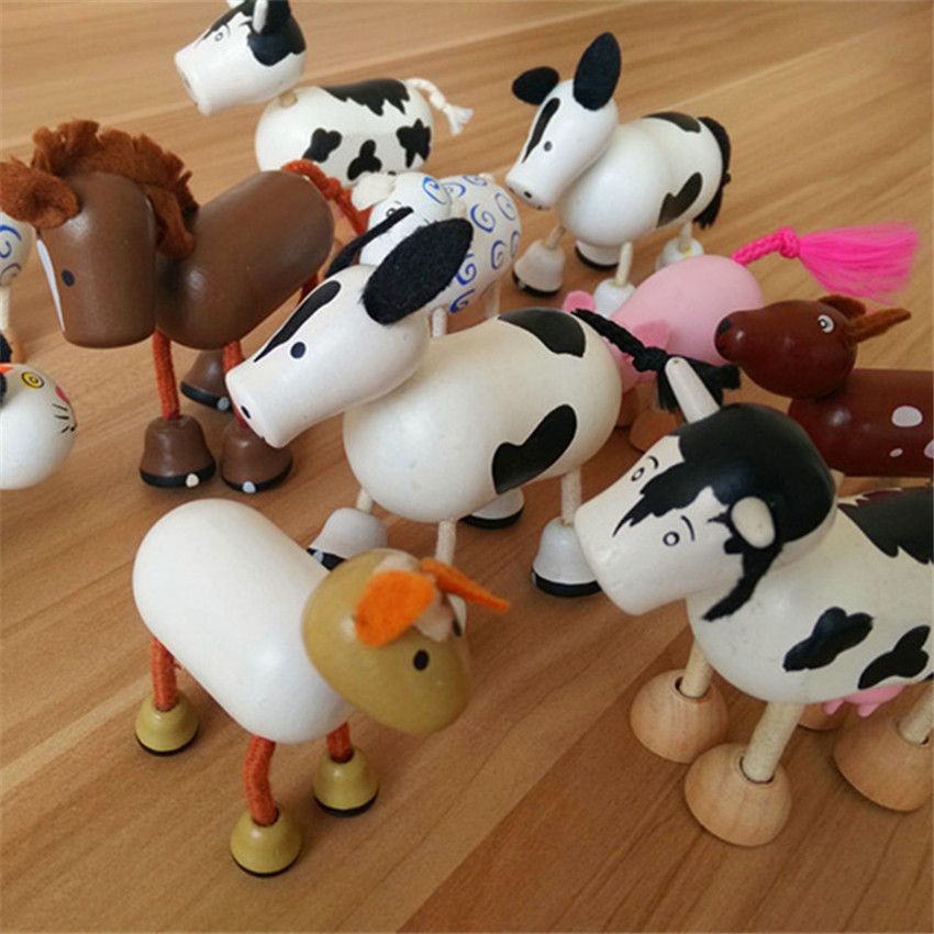 2017 Wood Handmade Animals Toys For Kids Children Farm Animal Wooden