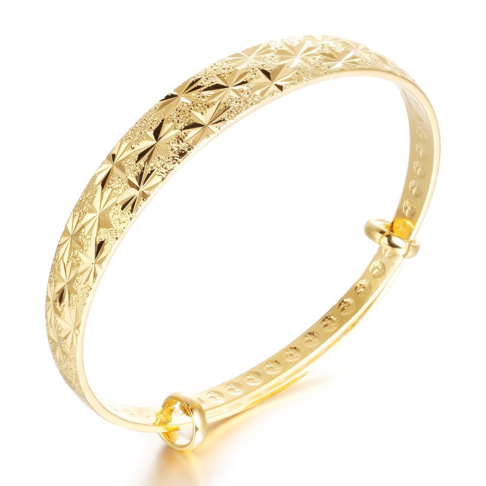 2018 Wholesale Sale Luxury Real Gold Plated Bracelets Bangles For Women New Wedding Jewelry ...