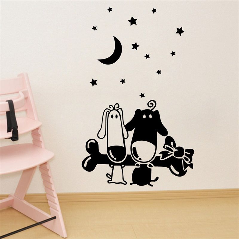 67x42cm cartoon dog bone moon star design wall sticker removable art mural decal for home decoration - Design Wall Decal 67x42cm cartoon dog bone moon star design wall sticker removable art mural decal for home decoration - Design Wall Decal