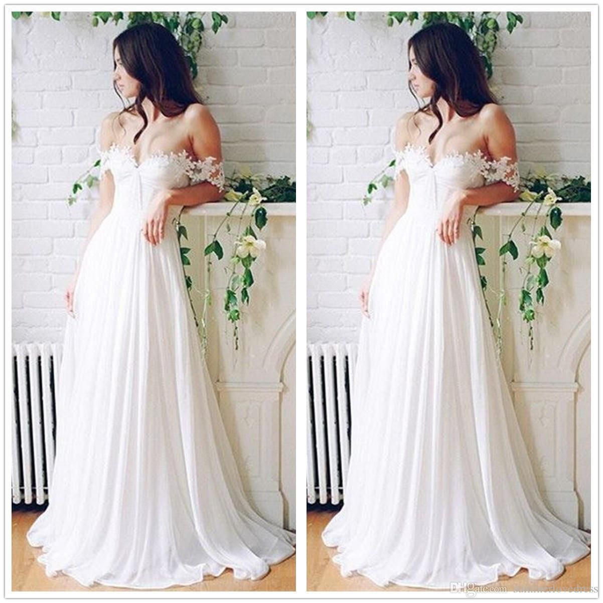 2017 Spring Summer Boho Wedding Dresses Off Shoulder Simple Appliques
