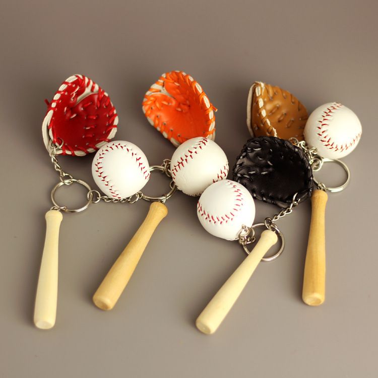 Sports Souvenir Keychain Hanging Bag Wooden Baseball Fans Supplies