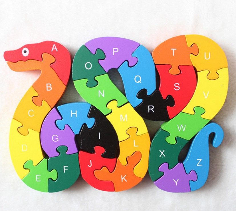 wooden alphabet snake puzzle