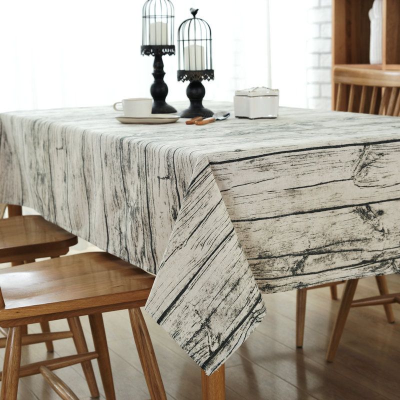 Wood Grain Tablecloth Cotton Linen Rectangle Table Cloth For Table