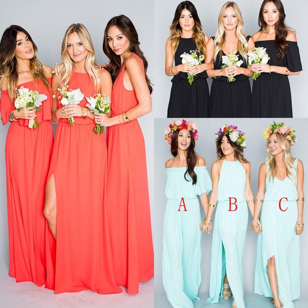 2017 Bohemian Bridesmaid Dresses Wedding Guest Wear Mint Green Coral