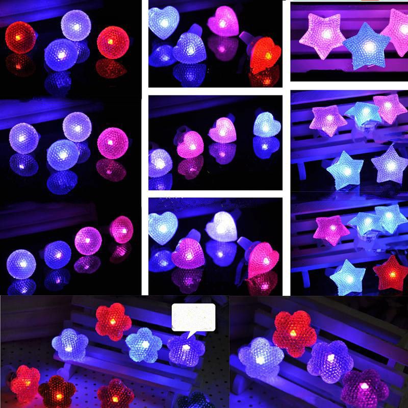 2017 Led Diamond Flashing Rings Adjustable Led Crystal Round Heart