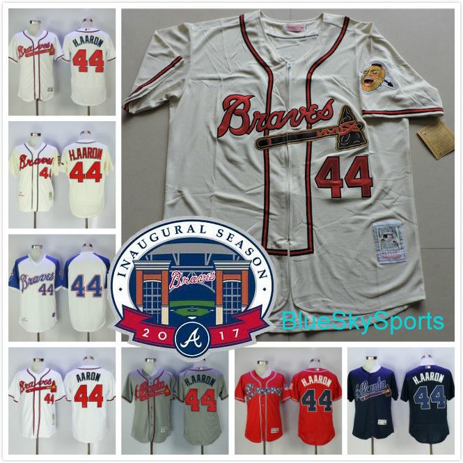 2017 Throwback Hank Aaron Jersey 44 Atlanta Braves H.Aaron Retro