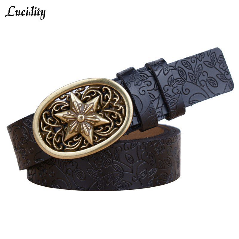 Wholesale New 2017 Womans Fashion Belt Vintage Embossing Ladies Leather Belt Casual Smooth ...