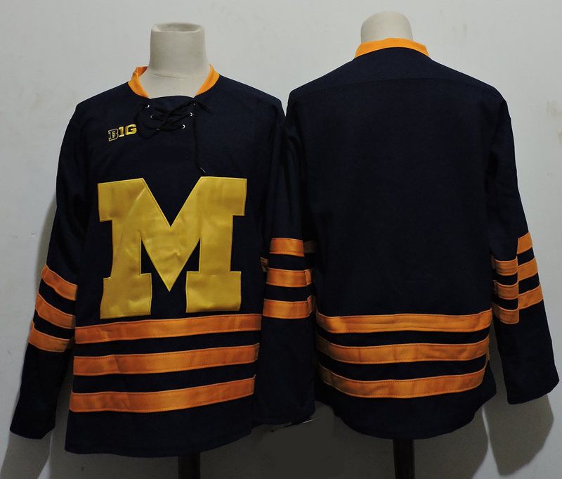 2017 Cheap Michigan Wolverines College Hockey Jerseys Team Color Navy