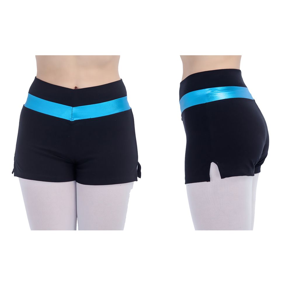Dance Shorts Cotton/Lycra with Metallic Fabric Two Tone Bootie Ladies