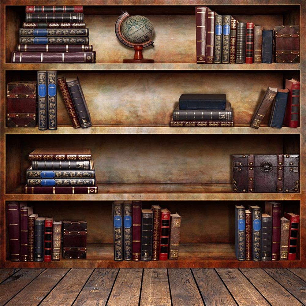 Discount Bookshelves IDI Design 5x7ft Vintage BookShelf Graduation Season Photography Backdrops Wood Floor Retro Style Children Picture Background for Studio - Discount Bookshelves IDI Design