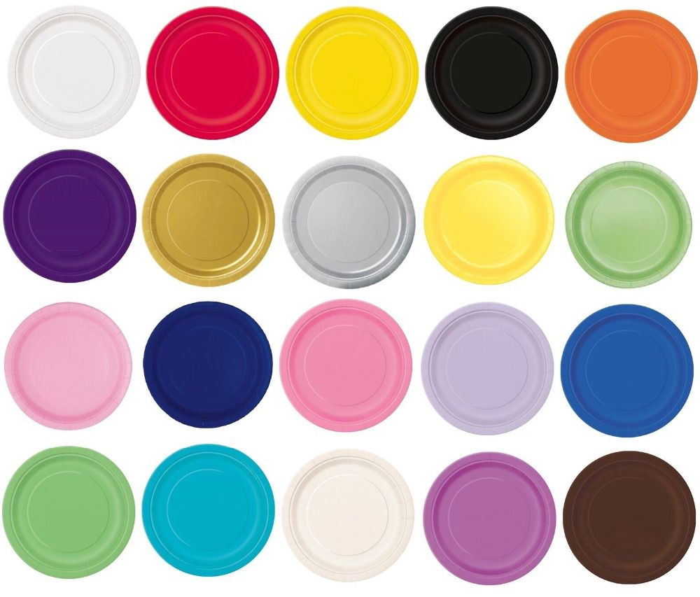 2017 Wholesale 7 Round Paper Plates Plain Solid Colours Cake Plate