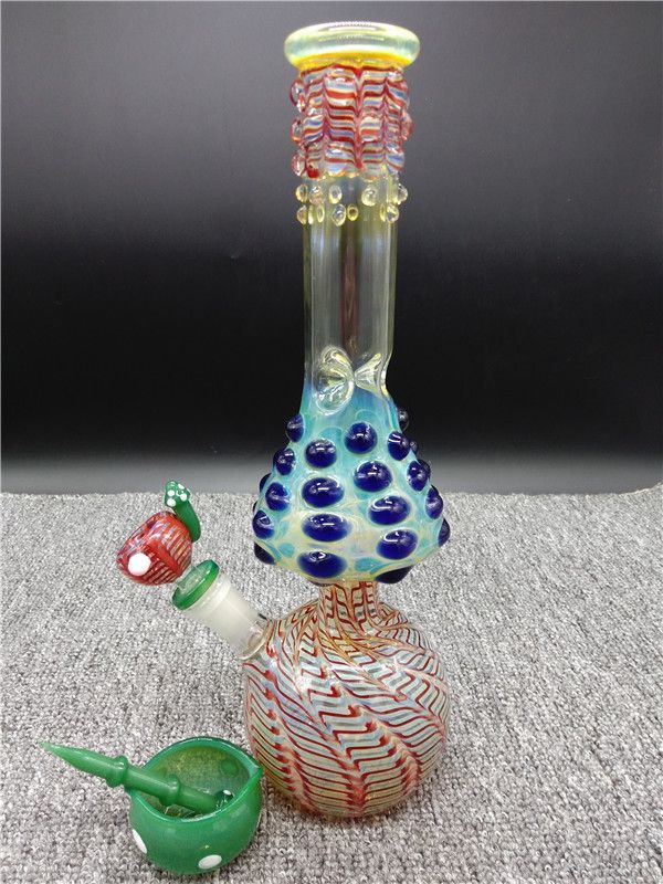 2017 2017 New Mushroom Glass Water Bongs Colorful Bongs 13.4 Inch Hand