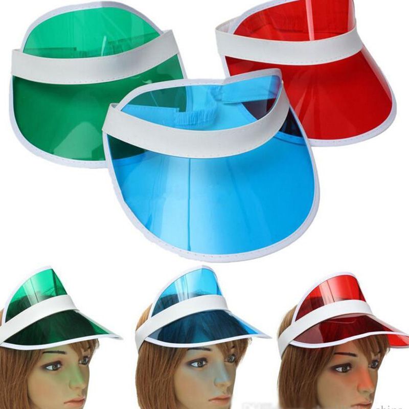 2017 Sun Visor Sunvisor Party Hat Clear Plastic Cap Transparent Pvc Sun