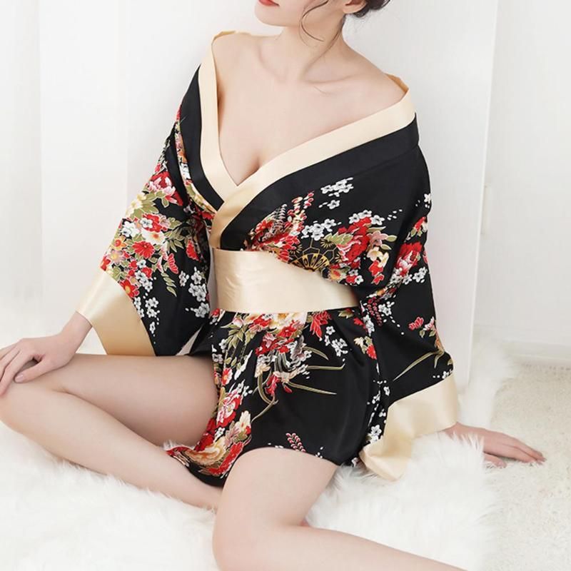 Traditional Brand Women Japanese Kimono Sleepwear Sexy Deep V Neck