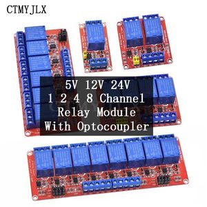 1 2 4 8 canal 5V 12V 24V Escudo de la placa del módulo de relé de 24 V con OptoCoupler Soporte de desencadenamiento de alto y bajo nivel para Arduino
