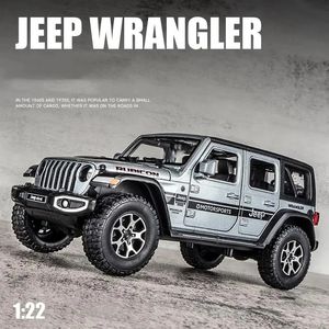 1 22 Modèle Wrangler Diecast Toy Car Model Model Scale Metal Alloy Vehicle for Kids Boys Girls Adults Doors OpenGifts Gray 240409