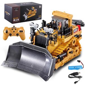1 24 24G Remote Control Crawler Heavy Bulldozer Dump Truck 9 Channel Children RC Engineering Vehicle Kids Toy for Boys Gift 231229