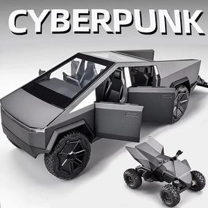 1 24 Cybertruck Modelo Pickup Camionero Camina de juguete Metal de metal con sonido y luz para niños Edad 3 años 240402