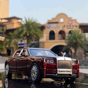 1:24 Rolls-Royce Phantom Legering Model Auto Diecasts Speelgoed Voertuigen Metalen Speelgoed Auto Model Simulatie Geluid Licht Collectie kids Gift 220113