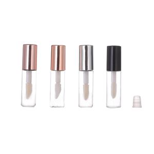 Tubos de brillo de labios de plástico transparente de 1,2 ML botellas de embalaje tubo de labios lápiz labial Mini muestra contenedor cosmético con tapa de oro rosa