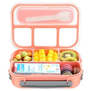 Boîte à déjeuner Bento étanche de 1,3 L avec 4 compartiments pour enfants et adultes, en plastique, passe au micro-ondes, au lave-vaisselle, récipient à salade divisé