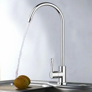 Grifo de filtro de agua RO para beber cromado de 1/4 pulgadas, fregadero de cocina de ósmosis inversa con acabado