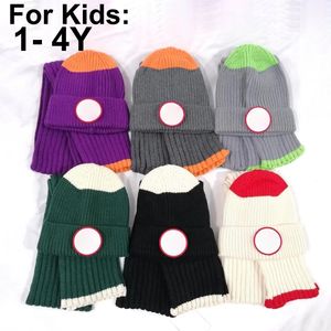 1-4Y Enfants Deux Pièces Designer Beanie Écharpe et Chapeau Design Casquettes Classique Laine D'hiver Chapeau et Écharpe Conception Casquettes Châle Designer Chapeaux Écharpes Laine Bonnet Wrap Écharpes 100 * 13 cm