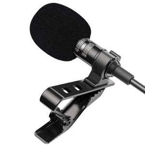 1.5m Mini Microphone Lavalier Portable Condensateur Clip-on Revers Mic Fil Microphones pour Android Téléphone PC Caméra