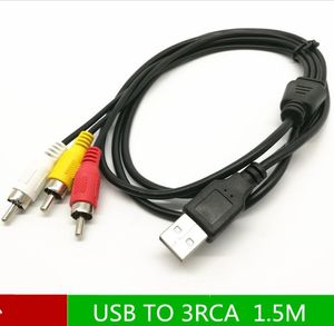 Câble USB vers 3 RCA de 1,5 M mâle Coverter stéréo Audio vidéo cordons adaptateur de télévision fil AV A/V TV