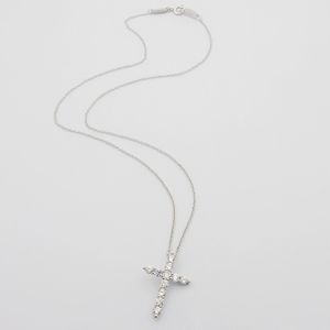 1.6 * 2.2 cm croix luxe original designer hommes garçon diamant collier ras du cou élégant femmes fille amour 18 carats or rose argent rose logo graver pendentif bijoux de Noël