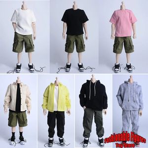 1/6 Ropa para hombre Camisa de manga larga Pantalones cargo de tendencia Pantalones cortos Jersey deportivo Camiseta apta para soldado de 12 pulgadas Modelo de figura de acción 240328