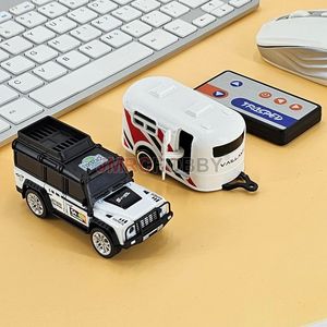 1 64 Metal Alloy Proportional Remote Control Vehicle Model 2.4GHz Mini Simulation RC Car With Trailer 231226
