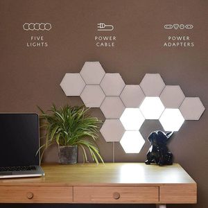 1-65 piezas DIY Lámpara de pared Interruptor táctil Lámpara Quantum LED Lámparas hexagonales Modular Decoración creativa de la pared Lampara