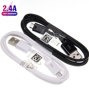 1.6A 1M Cable USB Blanco Negro Micro V8 Android Cables de carga USB para cargador Samsung Línea de datos