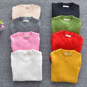 1-6Yrs Children Sweaters Candy Color Knitted Baby Boy Girl Clothing Knit Infant Casual Toddler Long Sleeve 210429