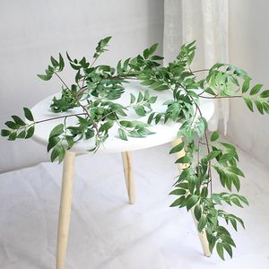 1.7M Simulación Willow Vine Leaf Plantas artificiales Mimbre Colgante Planta verde Decoración para el hogar Plástico Flores artificiales Rattan Ever GGA2528