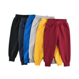 Pantalones deportivos largos para niños de 1 a 9 años, pantalones lisos 100% de algodón para niñas, pantalones de chándal informales para primavera y otoño