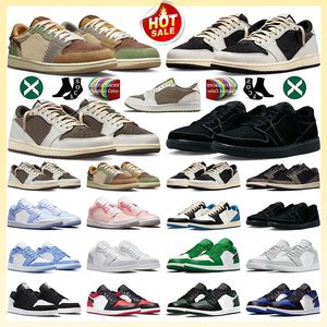 1 zapatos de baloncesto 1s bajo para hombres mujeres Black Phantom Craft Inside Olive Dark Mocha UNC Gris Año del Conejo Oliva Fragmento Corea Magpie zapatos para hombre mujeres deportes 36-47