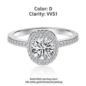 1 Ct Moissanite Huevo De Paloma Oval Sterling Sier Chapado En Oro Blanco Anillo De Diamante D De Alta Definición Joyería De Aniversario De Boda Para Mujer Dro Dhy58