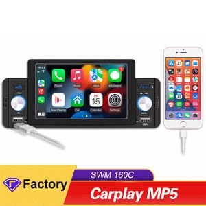 1 Din CarPlay Radio 5 inch Car Stereo Bluetooth MP5 Player Android-Auto Hands Free A2DP USB FM Receiver Audio System Head Unit 160C