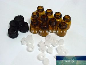 1 ml (1/4 dram) bouteilles d'huile essentielle en verre ambré, réducteur d'orifice sans bouchon de trou 50 pack prix d'usine en gros