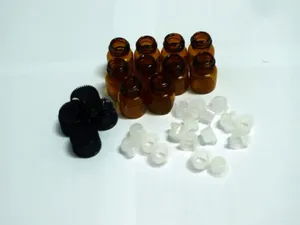 1 ml (1/4 dram) bouteilles d'huile essentielle en verre ambré, réducteur d'orifice sans bouchon de trou 50 pack prix usine tout match en gros