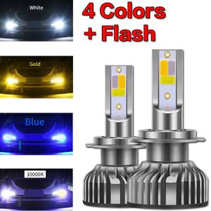 2 piezas F2 Farto LED de cuatro colores LED Flash 10000LM Auto LED H4 H1 H7 H8 H9 H11 H16 9005 HB3 9006 HB4 3000K 6000K 10000K