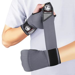1 paire de gants de boxe en gel pour les mains, gants demi-doigts réglables, support avec longue dragonne, équipement de protection des mains de boxe MMA 240131