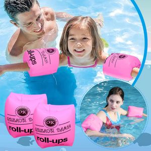 1 par de PVC para adultos y niños, entrenamiento de seguridad, piscina inflable, anillo para brazo, flotador circular, mangas de aire y agua