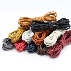 1 paire de lacets ronds en coton ciré de couleur unie mode classique unisexe lacets de chaussures en cuir imperméables 80 cm 120 cm 220713