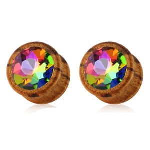 1 paires de bouchons d'oreille en bois jauges de cerceau Double Flare oreille civière Tunnel extenseurs ensemble Piercing bijoux 8-16mm